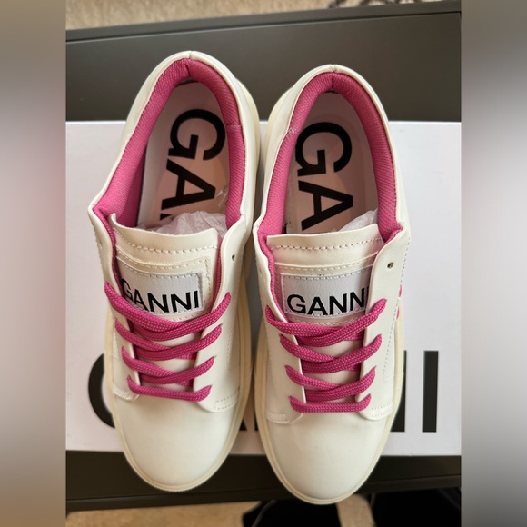 GANNI White & Pink Sporty Mix Cupsole Sneakers Size40 - Picture 4 of 11